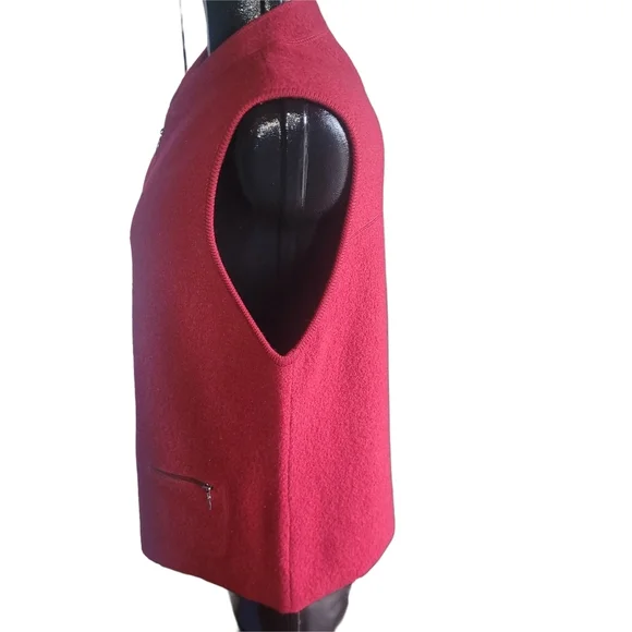 Lindor Red Sleeveless Wool Zip Up Sweater Vest M - Picture 4 of 7